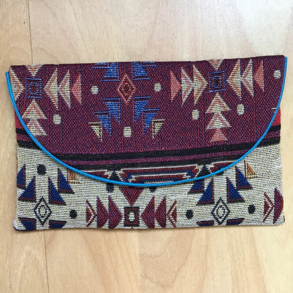 Woven Boho Ethnic Geo Colorful Clutch